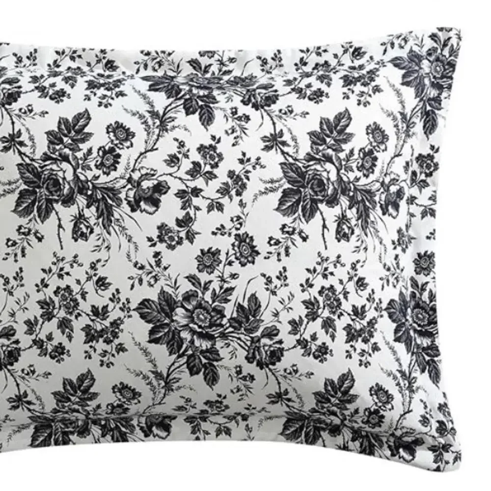 Betsey Black & White Floral Duvet SET Cover with matching Pillow Cases QUEEN